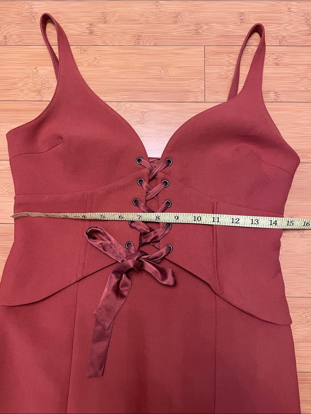 CINQ A SEPT Demia Bustier Corset Lace Up Midi Dress Sz 8 Sleeveless Burnt Orange - Picture 12 of 14